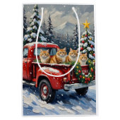 Persian Cat Christmas Red Truck Holiday Mittlere Geschenktüte (Vorderseite)
