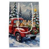Persian Cat Christmas Red Truck Holiday Mittlere Geschenktüte (Rückseite)