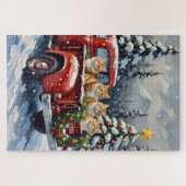 Persian Cat Christmas Red Truck Holiday Puzzle (Horizontal)