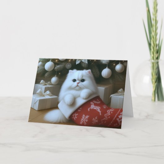 Persian Cat Christmas Stocking Karte (Vorderseite)