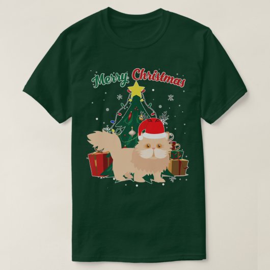 Persian Cat Christmas Tree Snow Flakes Xmas Presen T-Shirt (Design vorne)