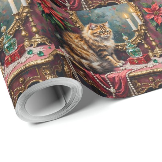 Persian Cat Christmas Velvet Vanity Holiday Geschenkpapier (Rolleneckpunkt)
