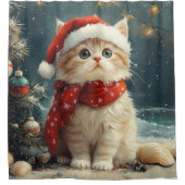 Persian Cat Christmas Vintag Beach Duschvorhang (Vorderseite)