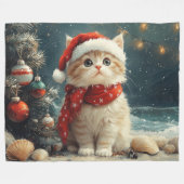 Persian Cat Christmas Vintag Beach Fleecedecke (Vorderseite (Horizontal))