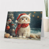 Persian Cat Christmas Vintag Beach Karte (Vorderseite)