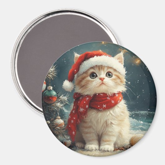 Persian Cat Christmas Vintag Beach Magnet (Vorderseite/Rückseite)