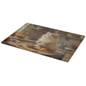 Persian Cat Cooking in Kitchen Schneidebrett (Ecke)