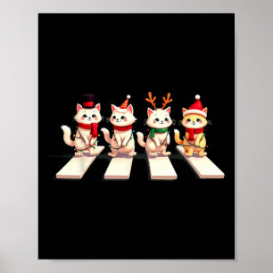 Persian Cat Crossing Road Xmas Poster