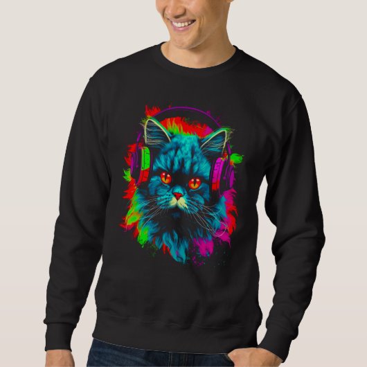 Persian Cat DJ Music Sweatshirt (Vorderseite)