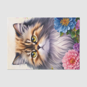 Persian Cat Floral Art Seidenpapier
