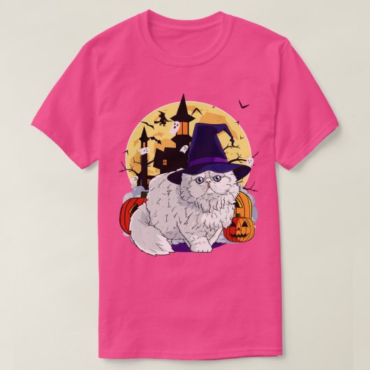 Persian Cat Funny Halloween Hexenkürbis T-Shirt (Design vorne)