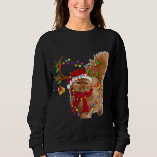 Persian Cat Gorgeous Rentier Christmas Tree Light Sweatshirt (Vorderseite)