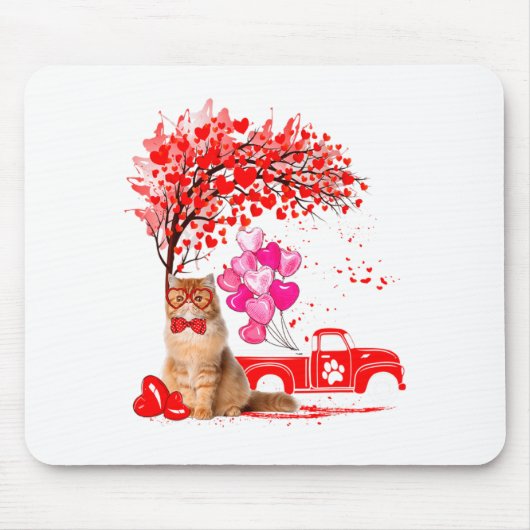 Persian Cat Heart Tree Valentines Day Mousepad (Vorne)