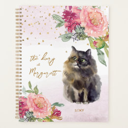 Persian Cat Illustration Blume Girl Daily Diary Planer