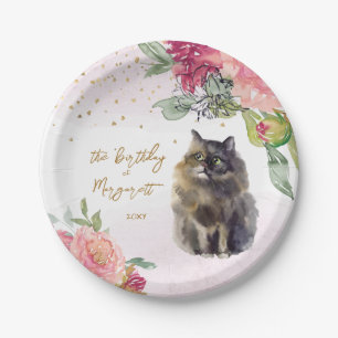 Persian Cat Illustration Happy Birthday Girl Party Pappteller