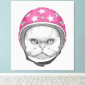 Persian Cat Motorrad Rider Leinwanddruck (Insitu (Holzboden))