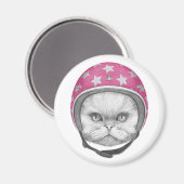 Persian Cat Motorrad Rider Magnet (Vorderseite/Rückseite)