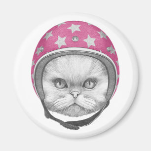 Persian Cat Motorrad Rider Magnet