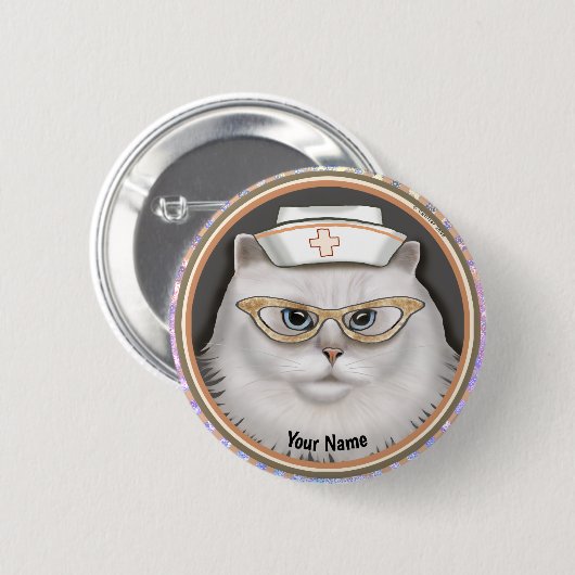 Persian Cat Nurse Button (Vorne & Hinten)