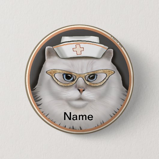 Persian Cat Nurse individuelle Name Button (Vorderseite)