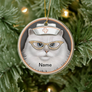 Persian Cat Nurse Keramik Ornament