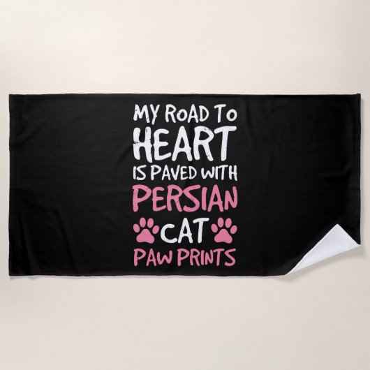 Persian Cat Paw Paws Prints Heart Strandtuch (Vorderseite)