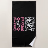 Persian Cat Paw Paws Prints Heart Strandtuch (Vorderseite)