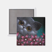 PERSIAN CAT - PINK BLUME Magnet (Vorderseite/Rückseite)