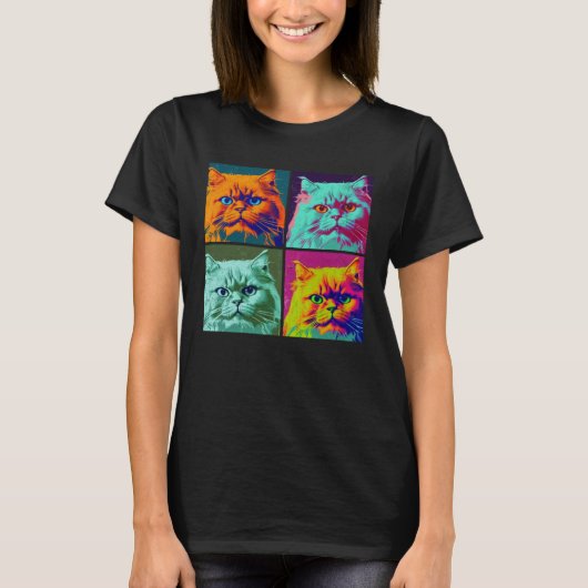 Persian Cat Pop Illustration Colorful Animal Men T-Shirt (Vorderseite)