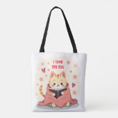 Persian Cat reading book tote bag, stylish handy b Tasche (Rückseite)