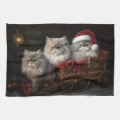 Persian Cat Snowy Sleigh Weihnachtsdekor Geschirrtuch (Horizontal)