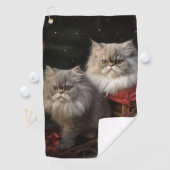 Persian Cat Snowy Sleigh Weihnachtsdekor Golfhandtuch (Insitu)