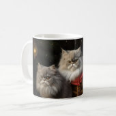 Persian Cat Snowy Sleigh Weihnachtsdekor Kaffeetasse (Vorderseite Links)