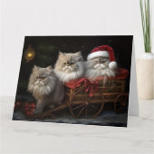 Persian Cat Snowy Sleigh Weihnachtsdekor Karte (Vorderseite)