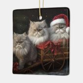 Persian Cat Snowy Sleigh Weihnachtsdekor Keramikornament (Links)