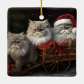 Persian Cat Snowy Sleigh Weihnachtsdekor Keramikornament (Rückseite)