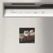 Persian Cat Snowy Sleigh Weihnachtsdekor Magnet (In Situ (Geschirrspüler))