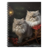 Persian Cat Snowy Sleigh Weihnachtsdekor Notizblock (Vorderseite)