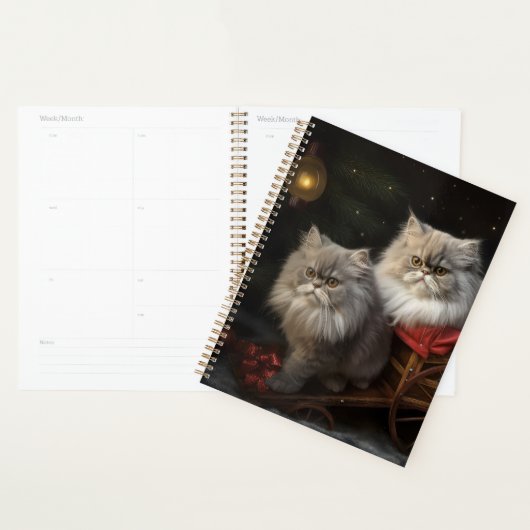 Persian Cat Snowy Sleigh Weihnachtsdekor Planer (Anzeige)