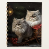 Persian Cat Snowy Sleigh Weihnachtsdekor Planer (Vorderseite)