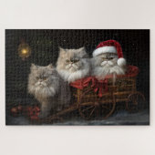 Persian Cat Snowy Sleigh Weihnachtsdekor Puzzle (Horizontal)