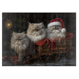 Persian Cat Snowy Sleigh Weihnachtsdekor Schneidebrett