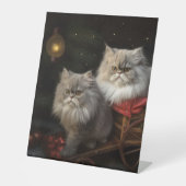 Persian Cat Snowy Sleigh Weihnachtsdekor Sockelschild (Vorderseite)