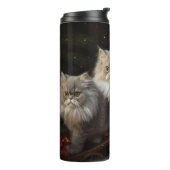 Persian Cat Snowy Sleigh Weihnachtsdekor Thermosbecher (Nach links gedreht)