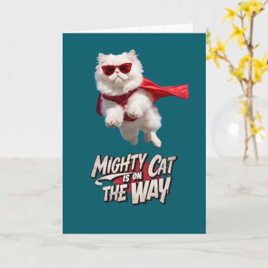 Persian Cat Superhero Karte (Gelbe Blume)