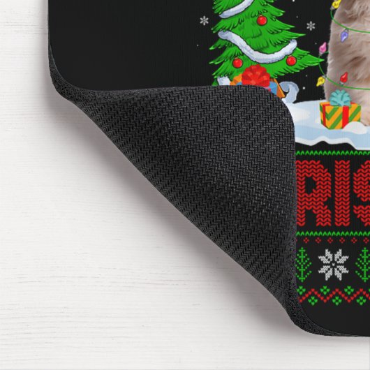 Persian Cat Ugly Xmas Sweater Funny Animal Lights  Mousepad (Ecke)