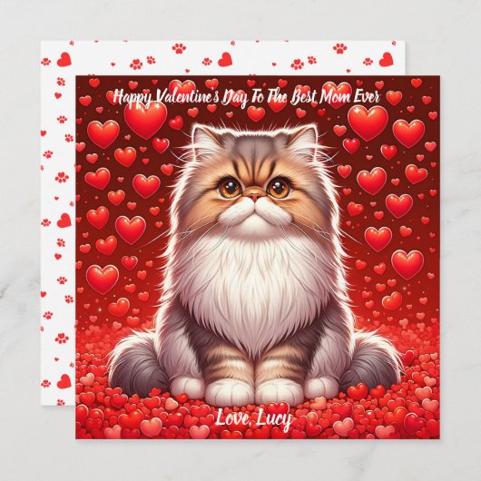 Persian Cat Valentine Purr Feiertagskarte (Vorne/Hinten)