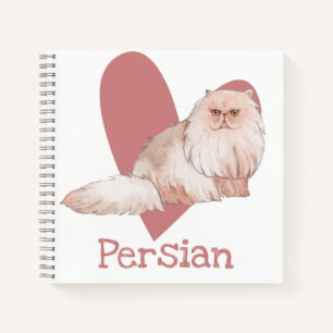 Persian Cat Watercolor Kitty Pink Heart Journal Notizblock