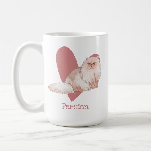 Persian Cat Watercolor Kitty Pink Heart Kaffeetasse (Links)