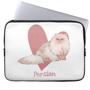 Persian Cat Watercolor Kitty Pink Heart Laptopschutzhülle